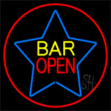 Yellow Bar Open Inside Blue Star Neon Sign