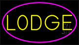 Yellow Lodge With Pink Border Neon Sign
