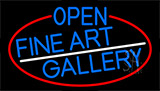 Blue Open Fine Art Gallery With Red Border Neon Sign