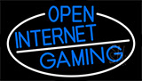Blue Open Internet Gaming With White Border Neon Sign