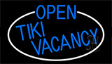 Blue Open Tiki Vacancy With White Border Neon Sign