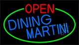 Dining Martini Open With Green Border Neon Sign