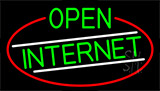 Green Open Internet With Red Border Neon Sign