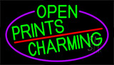 Green Open Prints Charming With Purple Border Neon Sign