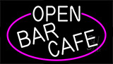 Open Bar Cafe With Pink Border Neon Sign
