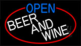 Open Beer And Wine With Red Border Neon Sign