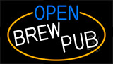 Open Brew Pub With Orange Border Neon Sign