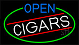 Open Cigars With Green Border Neon Sign