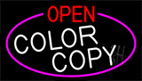 Open Color Copy With Pink Border Neon Sign