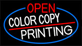 Open Color Copy Printing With Blue Border Neon Sign