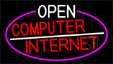 Open Computer Internet With Pink Border Neon Sign