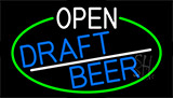 Open Draft Beer With Green Border Neon Sign