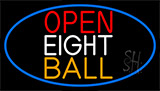Open Eight Ball With Blue Border Neon Sign