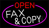 Open Fax And Copy With Pink Border Neon Sign