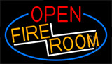 Open Fire Room With Blue Border Neon Sign