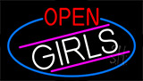 Open Girls With Blue Border Neon Sign
