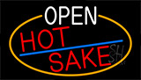 Open Hot Sake With Orange Border Neon Sign