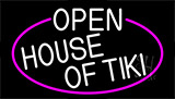 Open House Of Tiki With Pink Border Neon Sign