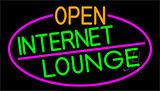 Open Internet Lounge With Pink Border Neon Sign
