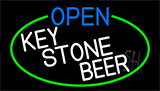 Open Key Stone Beer With Green Border Neon Sign