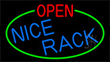 Open Nice Rack With Green Border Neon Sign