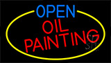 Open Oil Painting With Yellow Border Neon Sign