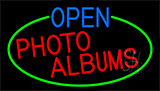 Open Photo Albums With Green Border Neon Sign