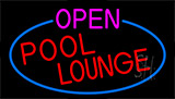 Open Pool Lounge With Blue Border Neon Sign