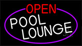 Open Pool Lounge With Purple Border Neon Sign