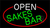 Open Sakes Bar With Red Border Neon Sign