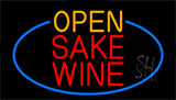 Open Sake Wine With Blue Border Neon Sign