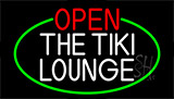 Open The Tiki Lounge With Green Border Neon Sign