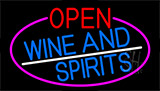 Open Wine And Spirits With Pink Border Neon Sign