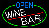 Open Wine Bar With Green Border Neon Sign
