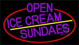Purple Open Ice Cream Sundaes With Red Border Neon Sign