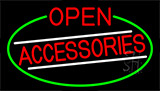 Red Open Accessories With Green Border Neon Sign