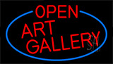 Red Open Art Gallery With Blue Border Neon Sign
