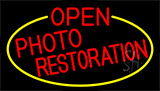 Red Open Photo Restoration With Yellow Border Neon Sign