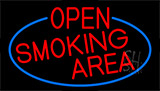 Red Open Smoking Area With Blue Border Neon Sign