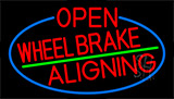 Red Open Wheel Brake Aligning With Blue Border Neon Sign