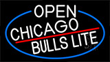 White Chicago Bulls Lite With Blue Border Neon Sign