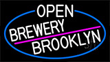White Open Brewery Brooklyn With Blue Border Neon Sign
