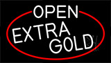 White Open Extra Gold With Red Border Neon Sign