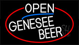 White Open Genesee Beer With Red Border Neon Sign