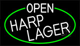 White Open Harp Lager With Green Border Neon Sign