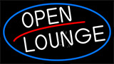 White Open Lounge With Blue Border Neon Sign
