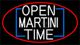 White Open Martini Time With Red Border Neon Sign