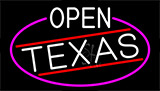 White Open Texas With Pink Border Neon Sign