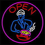 Open Chinese Chef Logo Neon Sign