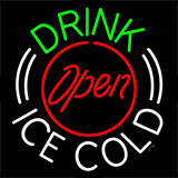 Drink Ice Cold Open Neon Sign